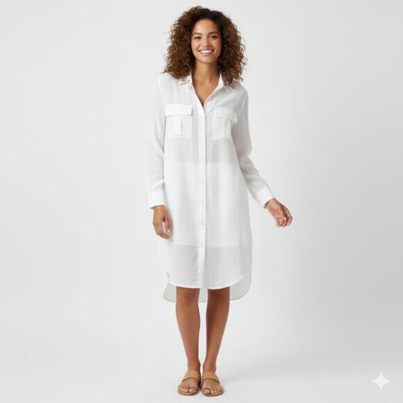 Aritzia  Wilfred Free Veronika Shirt Dress Off White Tunic long sleeve Size XXS - Picture 3 of 14